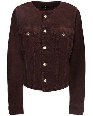 7 For All Mankind Corduroy Round Neck Jacket - Brown
