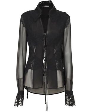 Ermanno Scervino Ruffle Detailed Tie-Up Shirt - Black
