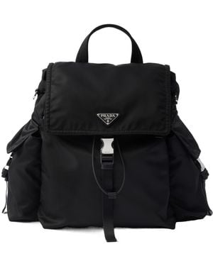 Prada Explore Re-Nylon And Leather Backpack - Black
