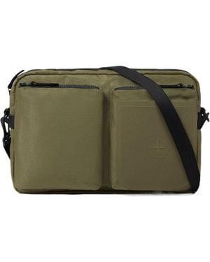 Stone Island Crossbody Bag With Pockets And Adjustable Strap - Green