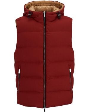 BOSS Deep Quilted Hooded Gilet - Red