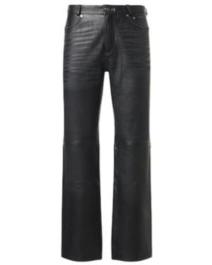 Our Legacy High-Waisted Straight Leather Trousers - Grey