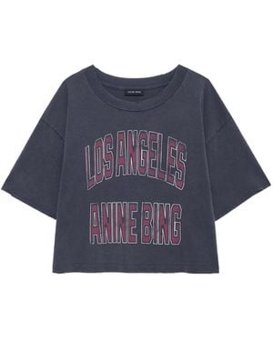 Anine Bing Johnny Logo Crewneck T-Shirt - Blue