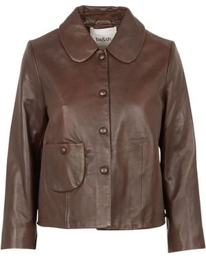 Ba&sh Long-Sleeved Leather Jacket - Brown