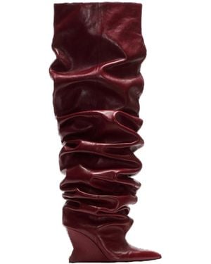 Balmain Wedge Thigh-High Boots - Red
