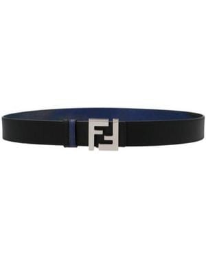 Fendi Abstract-Print Leather Belt - White