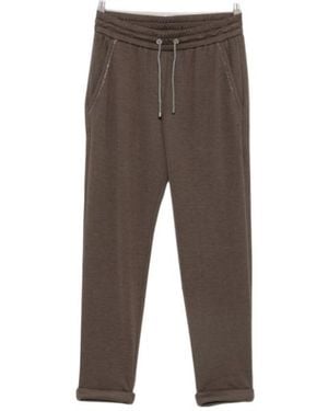 Brunello Cucinelli Monili-Trim Track Trousers - Grey