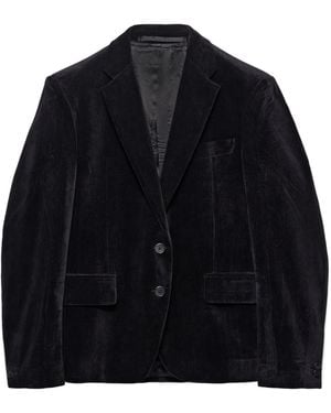 Prada Single-Breasted Velvet Jacket - Blue
