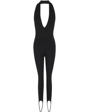 Saint Laurent Halterneck Open-Back Sleeveless Jumpsuit - Black