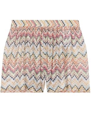 Missoni Striped Crochet-Knit Shorts - Pink