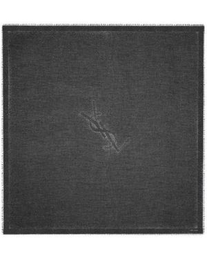 Saint Laurent Logo Detailed Dotted Scarf - Black