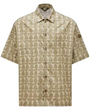 Moncler Logo Print Cotton Shirt - Natural