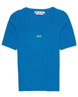 Off-White c/o Virgil Abloh Logo-Print Knit Top - Blue