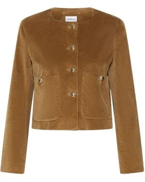 Marella Velvet Boxy Jacket - Brown