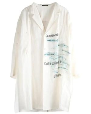 Yohji Yamamoto Printed Coat - White
