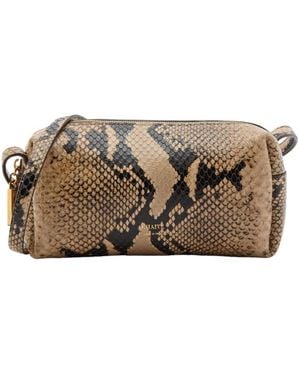 KHAITE Mini Snake-Effect Leather And Suede Cross-Body Bag - Brown