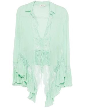 Blumarine Lace Ruffled Blouse - Green