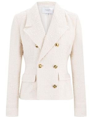 Giambattista Valli Double-Breasted Bouclé Tweed Blazer - White