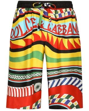 Dolce & Gabbana Carretto Printed Twill Jogging Shorts - Orange