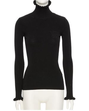 Valentino Logo Embroidered High Neck Sweater - Black