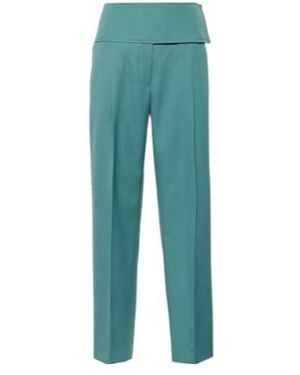 Jil Sander Pleated Wool Wide-Leg Pants - Green