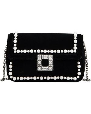 Roger Vivier Jeu De Fille Embellished Velvet Clutch Bag - Black