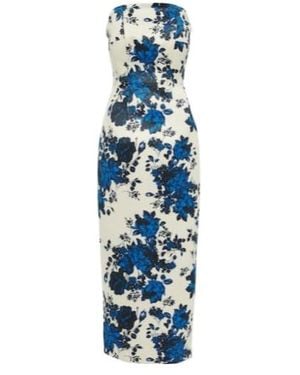 Emilia Wickstead Yulie Floral Taffeta Midi Dress - Blue