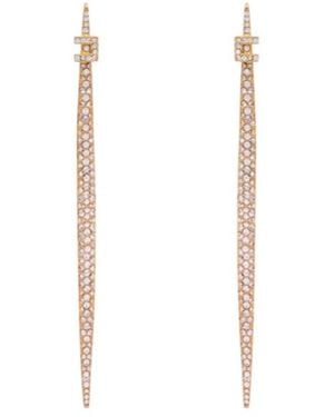 Elisabetta Franchi Rhinestone-Embellished Logo-Detail Earrings - White