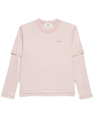 Ami Paris Fade Out Long-Sleeve Cotton T-Shirt - Pink
