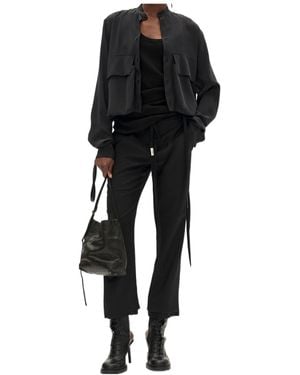Ann Demeulemeester Drawstring Wool Straight Pants - Black