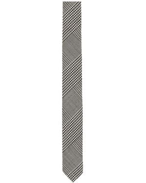 Balmain Slim Wool Tie With Prince Of Wales Print - White