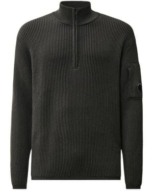 C.P. Company Zip Polo Knitted Jumper - Black
