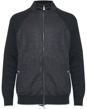 Eleventy Ribbed Zip Jacket - Blue