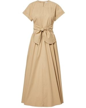 Patou Gathered Cotton Midi Dress - Natural
