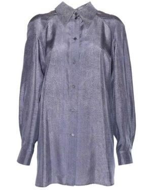Alberta Ferretti Habotai Print Denim Shirt - Blue