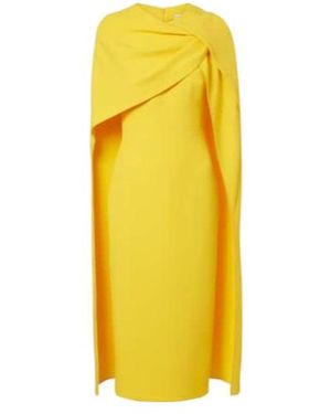Safiyaa Oria Lupine Caped Crêpe Cocktail Dress - Yellow