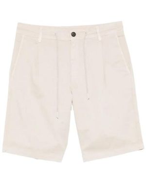 Eleventy Drawstring Pleated-Front Shorts - White
