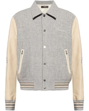 Amiri Contrasting-Sleeve Bomber Jacket - Grey