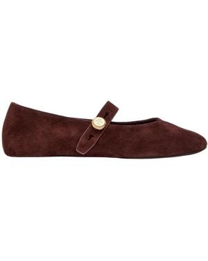 Tory Burch Romy Suede Mary Jane Flats - Brown