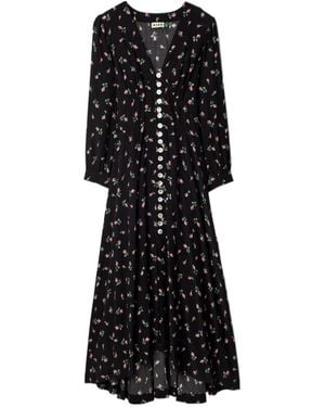 RIXO London Floral Pattern Dress - Black