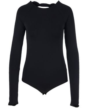 Jil Sander Open-Back Long-Sleeved Crewneck Bodysuit - Blue