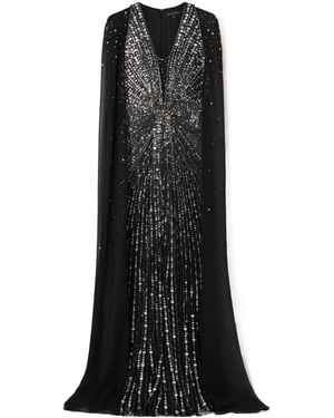 ALÉMAIS One-Shoulder Gathered Printed Recycled Satin-Twill Dress - Black