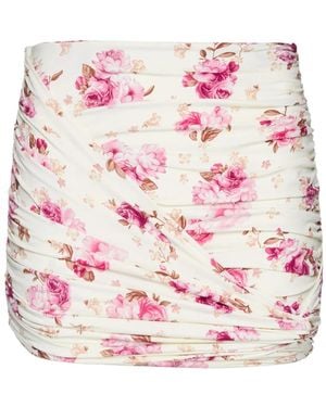 Magda Butrym Floral Print Draped Mini Swim Skirt - Pink