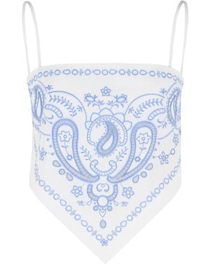 Self-Portrait Embroidered Top - Blue