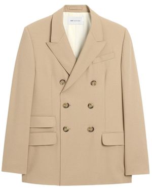 Ami Paris Wool Double-Breasted Blazer - Natural