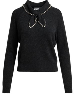 Essentiel Antwerp Kasa Pearl-Trim Bow Jumper - Black