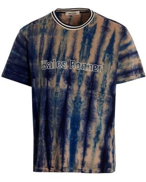 Wales Bonner Logo-Print Tie-Dye T-Shirt - Blue