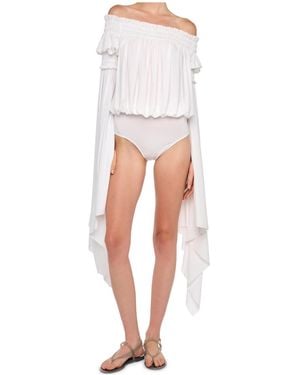 Norma Kamali Handkerchief-Sleeve Bodysuit - White