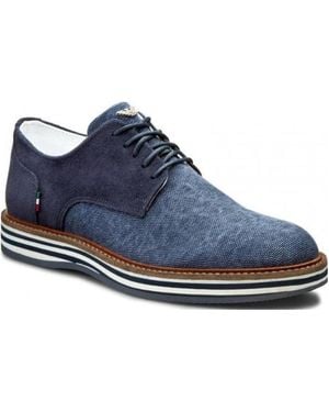 Armani Jeans Stitching Details Business Casual Shoes - Blue