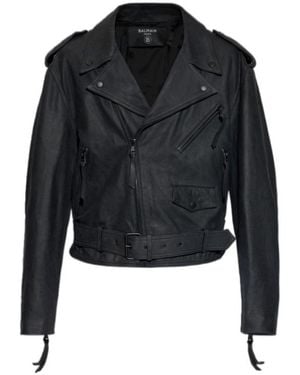 Balmain Zip-Up Buckle Detailed Jacket - Black